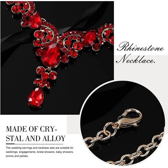 Unicra Bride Wedding Jewelry Sets Crystal Bridal Necklace Earrings Set R… - Picture 3 of 7